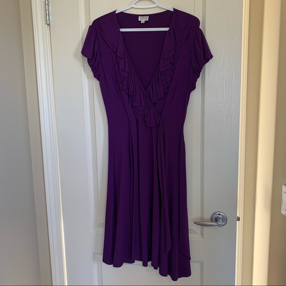 Purple, Cleo, Ruffled, Faux-Wrap Dress - Picture 2 of 6